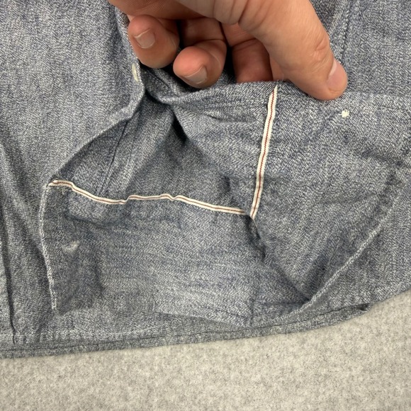 Flint and Tinder Shirt Mens 3XL Blue Selvedge Chambray Slim Fit Long Sleeve - Picture 5 of 13